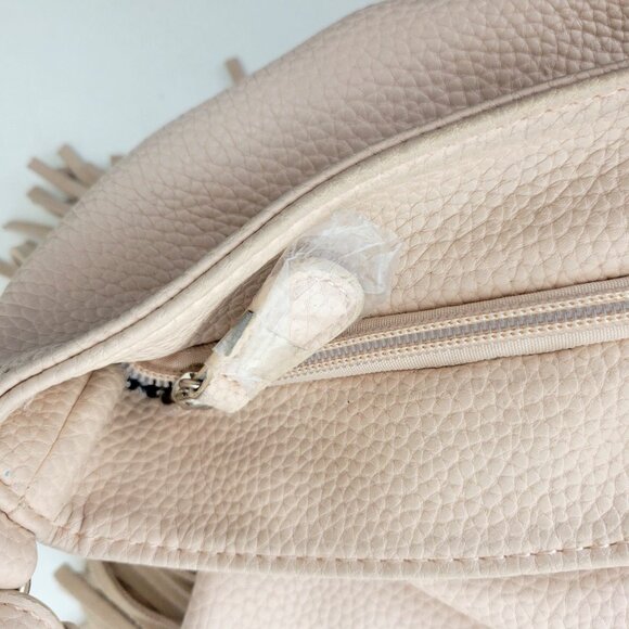 Expressions Pink Vegan Leather Boho Fringed Shoulder Bag - Picture 6 of 9